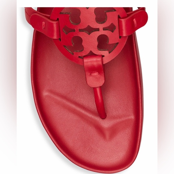 NWT Authentic Tory Burch Miller Cloud Red Leather Thong Sandals Size 11 M - Picture 12 of 16